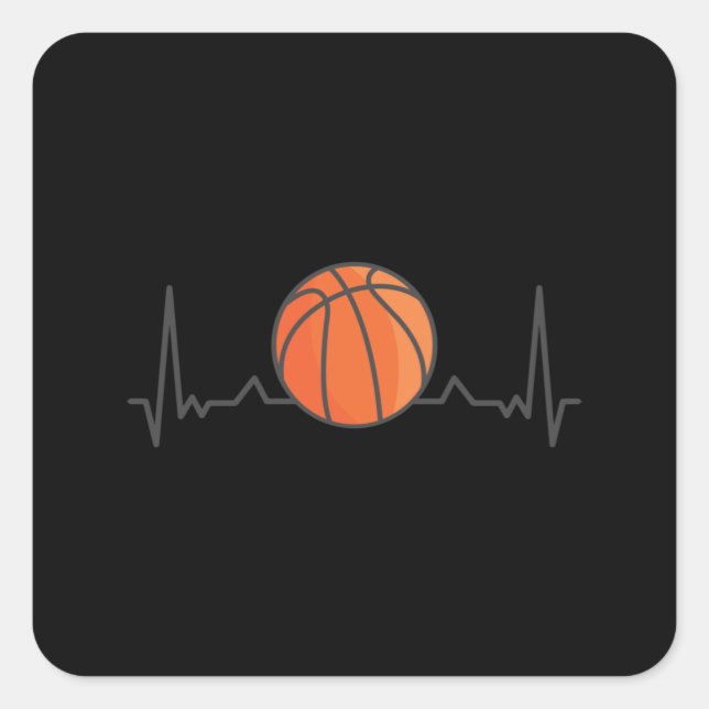 Basketball Heartbeat Lover Square Sticker (Front)