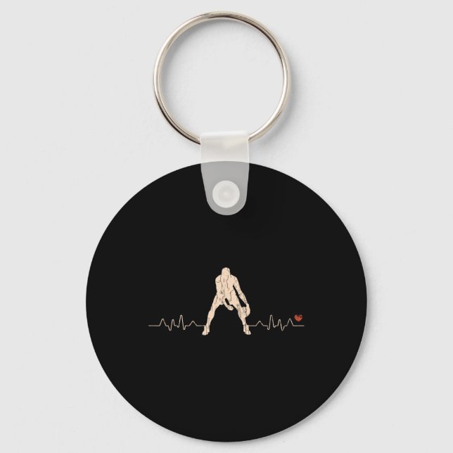 Basketball Heartbeat Player Gift 1 Keychain (Front)