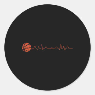 Basketball Heartbeat Player Gift  Classic Round Sticker