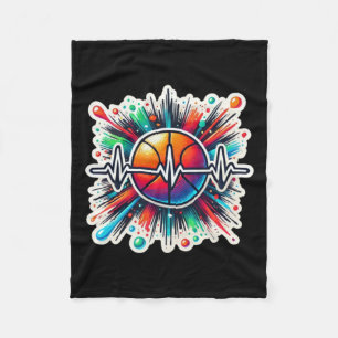 Basketball Heartbeat Sticker - Perfect For Sports Fleece Blanket