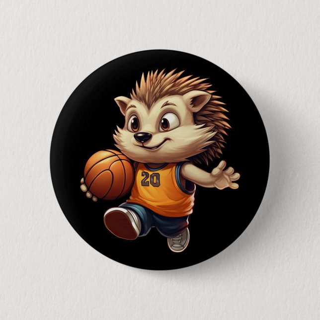 Basketball Hedgehog 1  2 Inch Round Button (Front)