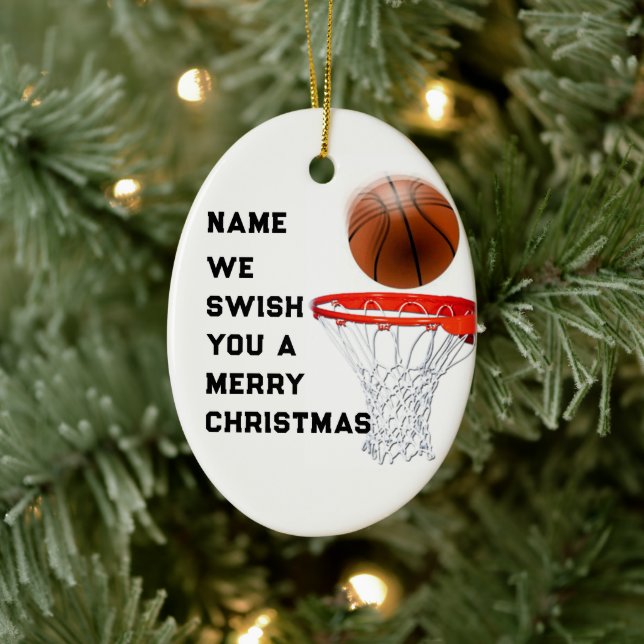 Basketball Holiday Gift Ceramic Ornament (Tree)