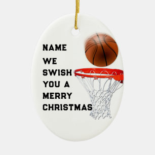 Basketball Holiday Gift Ceramic Ornament
