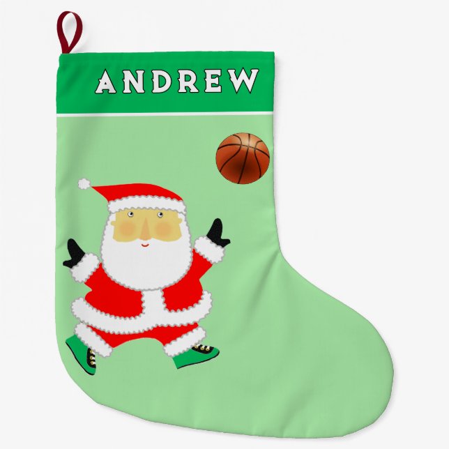Basketball Holiday Gift Large Christmas Stocking (Front)