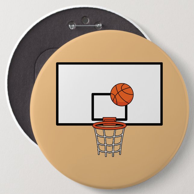 Basketball Hoop 6 Inch Round Button (Front & Back)
