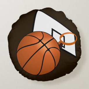 Basketball Hoop and Ball Sports Round Pillow