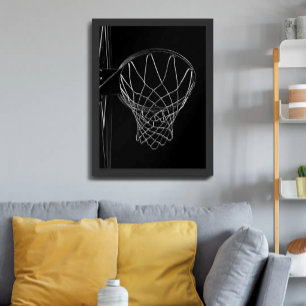 Basketball Hoop Dark Minimalist Close Up Poster