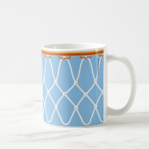 Basketball Hoop Net_on blue Coffee Mug