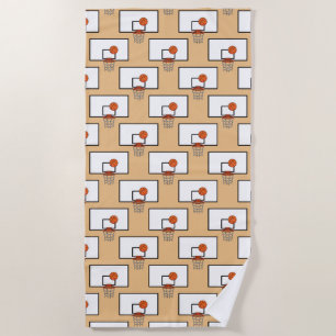 Basketball Hoop Pattern Beach Towel