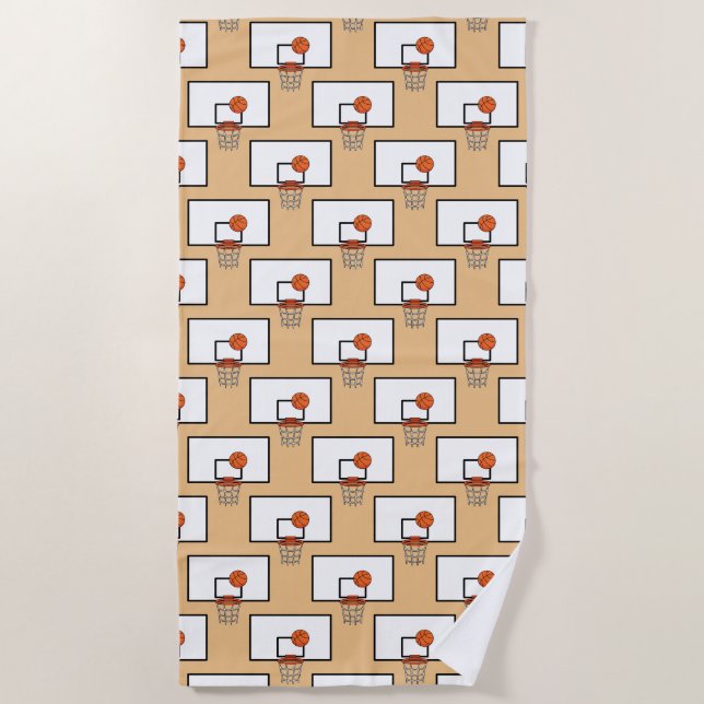Basketball Hoop Pattern Beach Towel (Front)