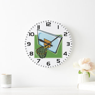 Basketball Hoop Sports Backboard And Net Large Clock