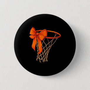 Basketball Hoop With Bow Cute Basketball Aesthetic 2 Inch Round Button