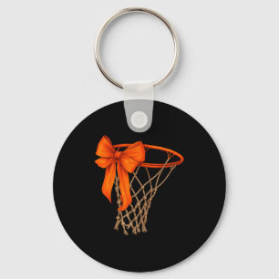 Basketball Hoop With Bow Cute Basketball Aesthetic Keychain