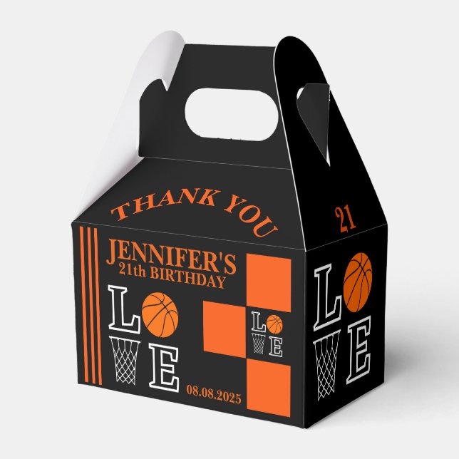 Basketball Hoops, Basketball Player Birthday  Favor Box (Front Side)
