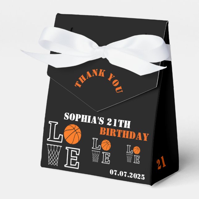 Basketball Hoops, Basketball Player Birthday Gift Favor Box (Front Side)