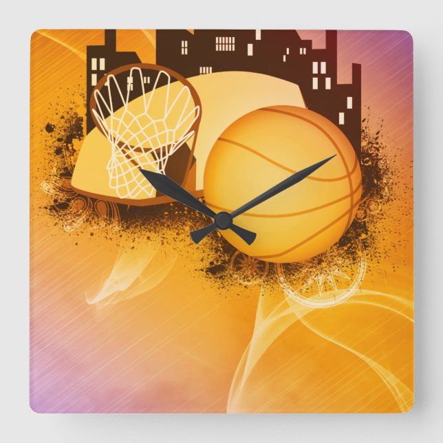 Basketball Hoops Dream Sports Square Wall Clock (Front)