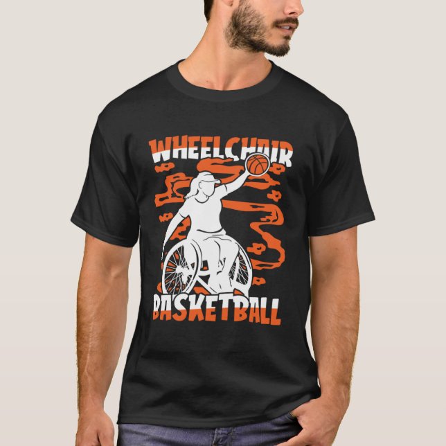Basketball Hoops Hooping Bball Baller Wheelchair B T-Shirt (Front)