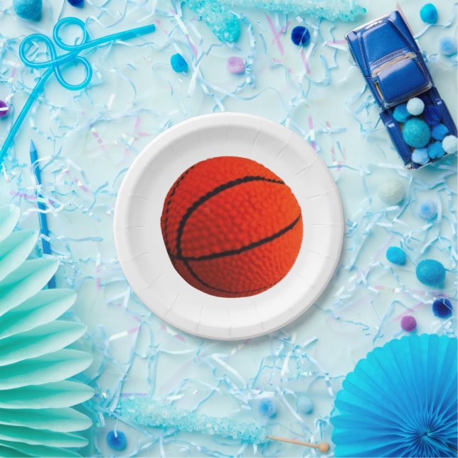 Basketball Hoops Orange Black Colourful 4Tim Paper Plate (Party)