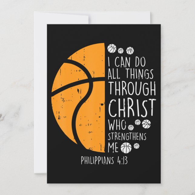 Basketball I Can Do Things Bible Verse God Jesus Holiday Card (Front)