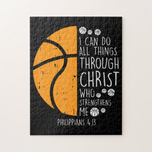 Basketball I Can Do Things Bible Verse God Jesus Jigsaw Puzzle