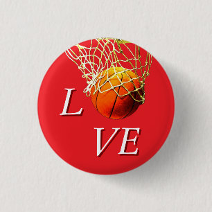 Basketball I Love 1 Inch Round Button