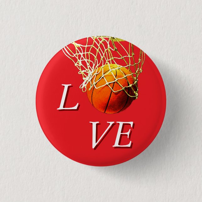 Basketball I Love 1 Inch Round Button (Front)