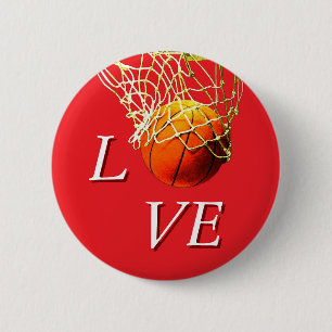 Basketball I Love 2 Inch Round Button