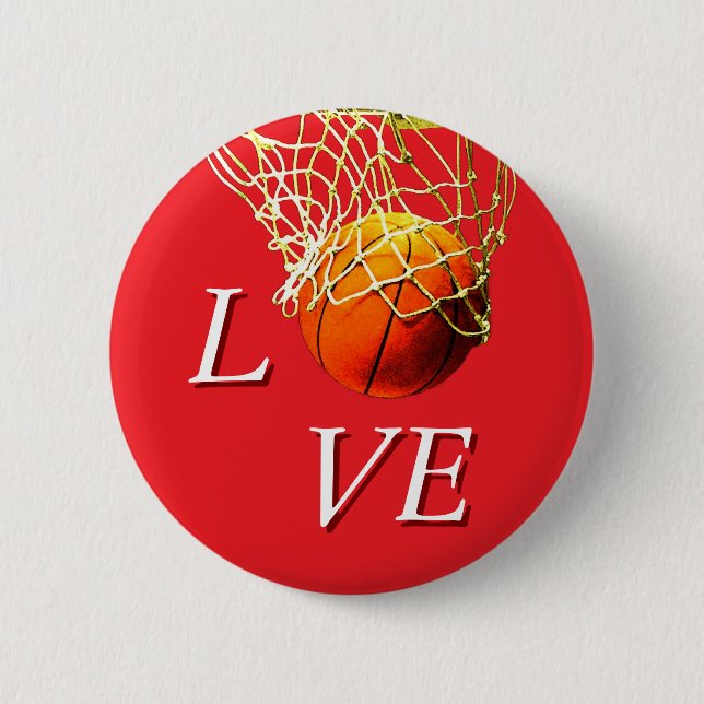 Basketball I Love 2 Inch Round Button (Front)