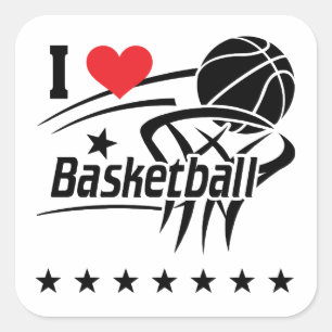 Basketball, I Love Basketball Square Sticker