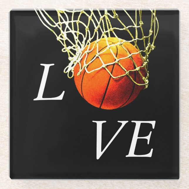 Basketball I Love Glass Coaster (Front)