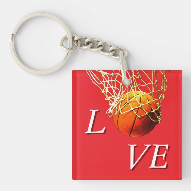 Basketball I Love Keychain (Front)