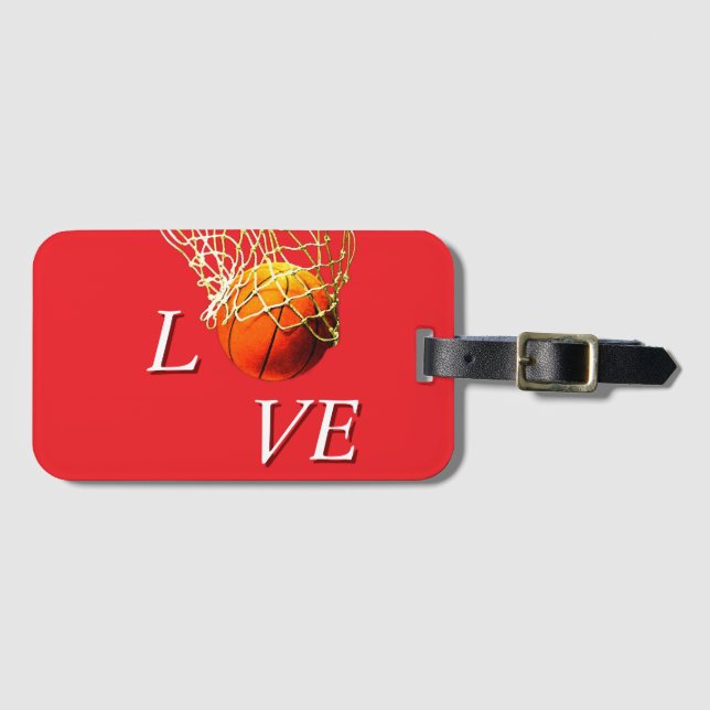 Basketball I Love Luggage Tag (Front Horizontal)