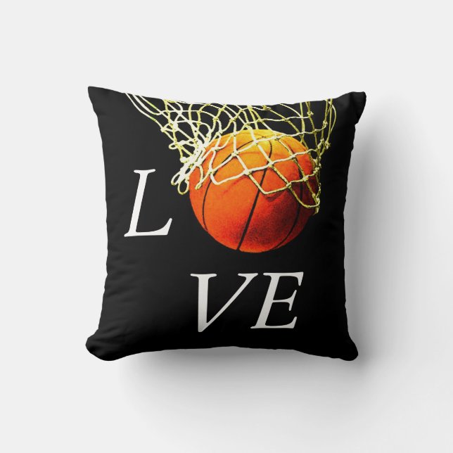 Basketball I Love Throw Pillow (Front)