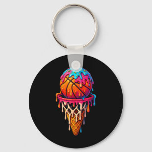 Basketball Ice Cream Drip For Boys Girls Youth Bas Keychain
