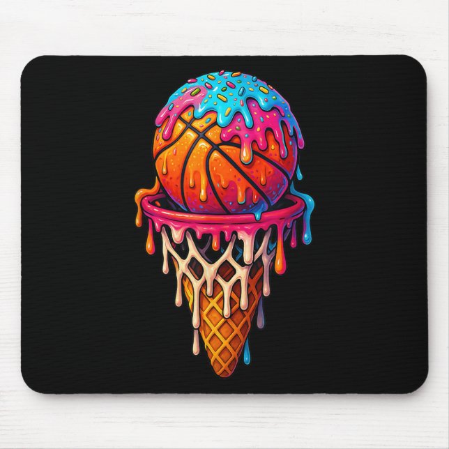 Basketball Ice Cream Drip For Boys Girls Youth Bas Mouse Pad (Front)