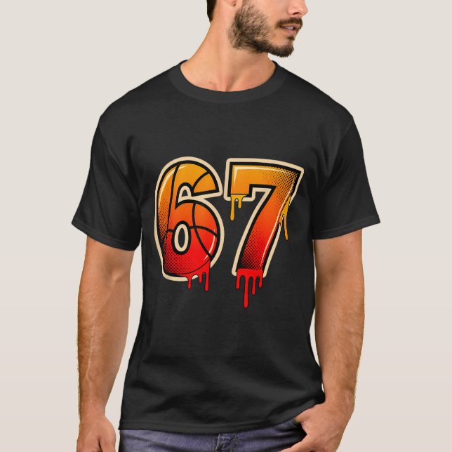 Basketball Ice Cream Drip Funny 67 Six Seven Gen A T-Shirt (Front)