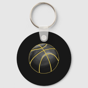 Basketball Illustration Black Gold Ball Design Str Keychain