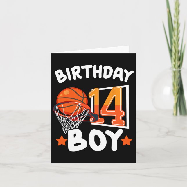 Basketball Im 14 Years Old 14th Birthday Boy Decor Card (Front)