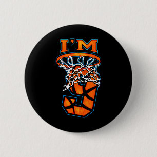 Basketball I'm 9 Boy Girl 9th Birthday 2 Inch Round Button