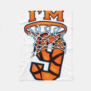 Basketball I'm 9 Boy Girl 9th Birthday Fleece Blanket