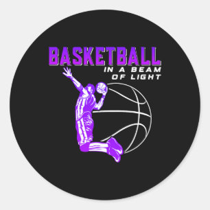 Basketball in a beam of light classic round sticker