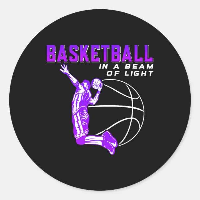 Basketball in a beam of light classic round sticker (Front)