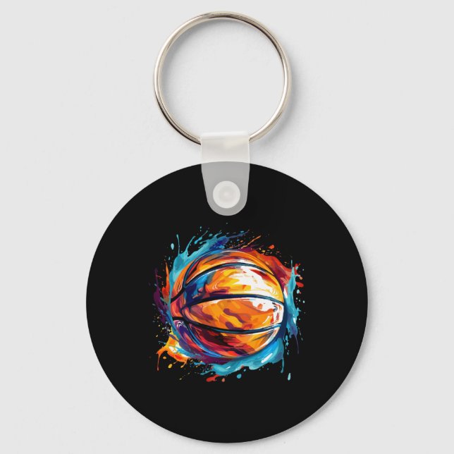 Basketball In Art Design 1  Keychain (Front)