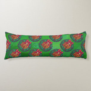 Basketball in Christmas Wreath Body Pillow