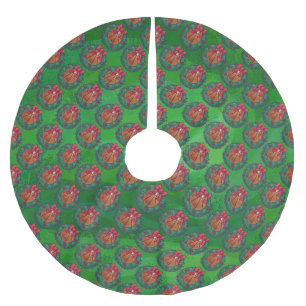 Basketball in Christmas Wreath Brushed Polyester Tree Skirt