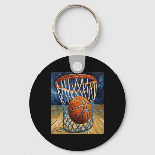 Basketball In Flight Swishing The Net  Keychain
