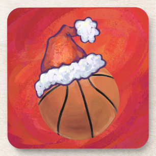 Basketball in Santa Hat Coaster