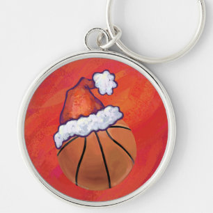 Basketball in Santa Hat Keychain