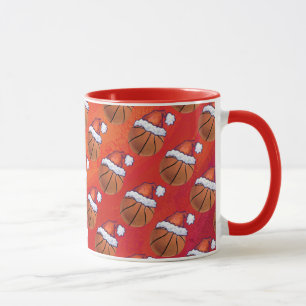 Basketball in Santa Hat Pattern Mug