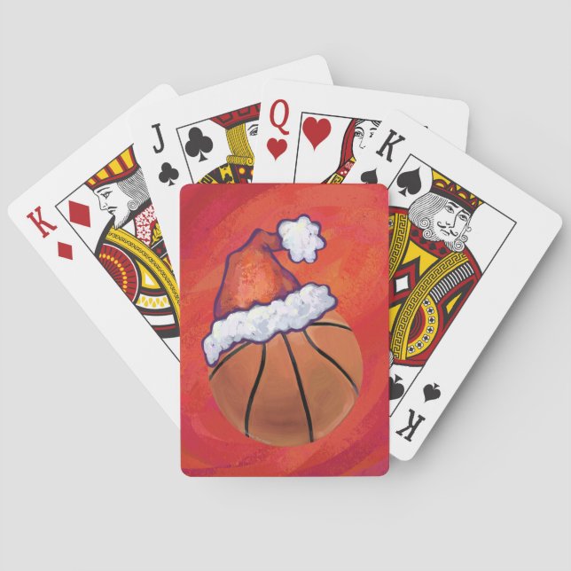 Basketball in Santa Hat Playing Cards (Back)
